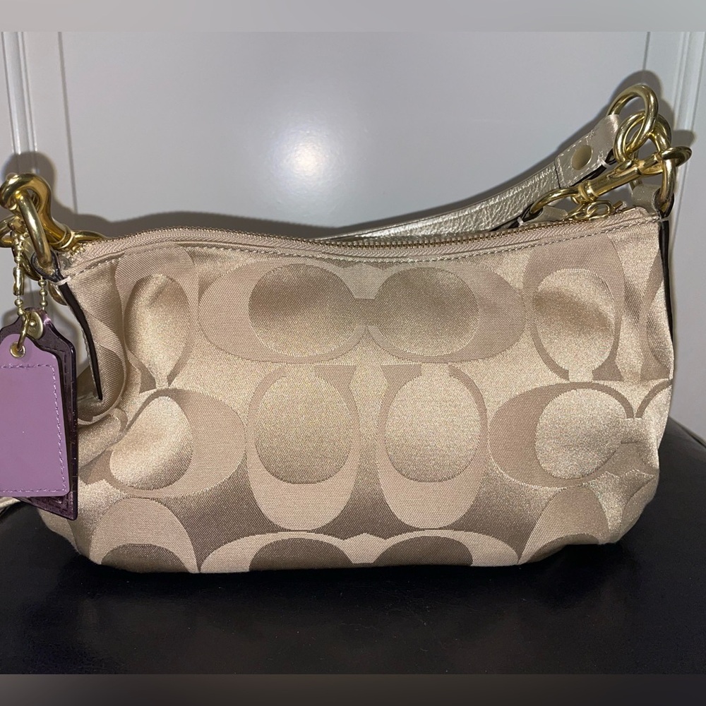 Coach Tan Signature Canvas Purse - Picture 5 of 10